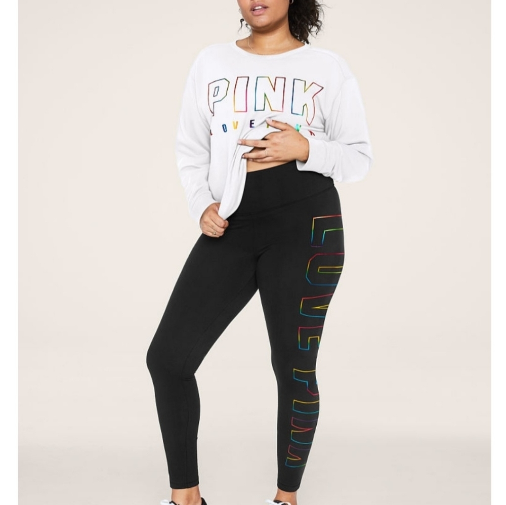 Pink rainbow foil leggings